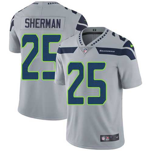 Nike Seattle Seahawks #25 Richard Sherman Grey Alternate NFL Vapor Untouchable Limited Jersey,We sell and wholesale Nike Seattle Seahawks #25 Richard Sherman Grey Alternate NFL Vapor Untouchable Limited Jersey on line form chian!